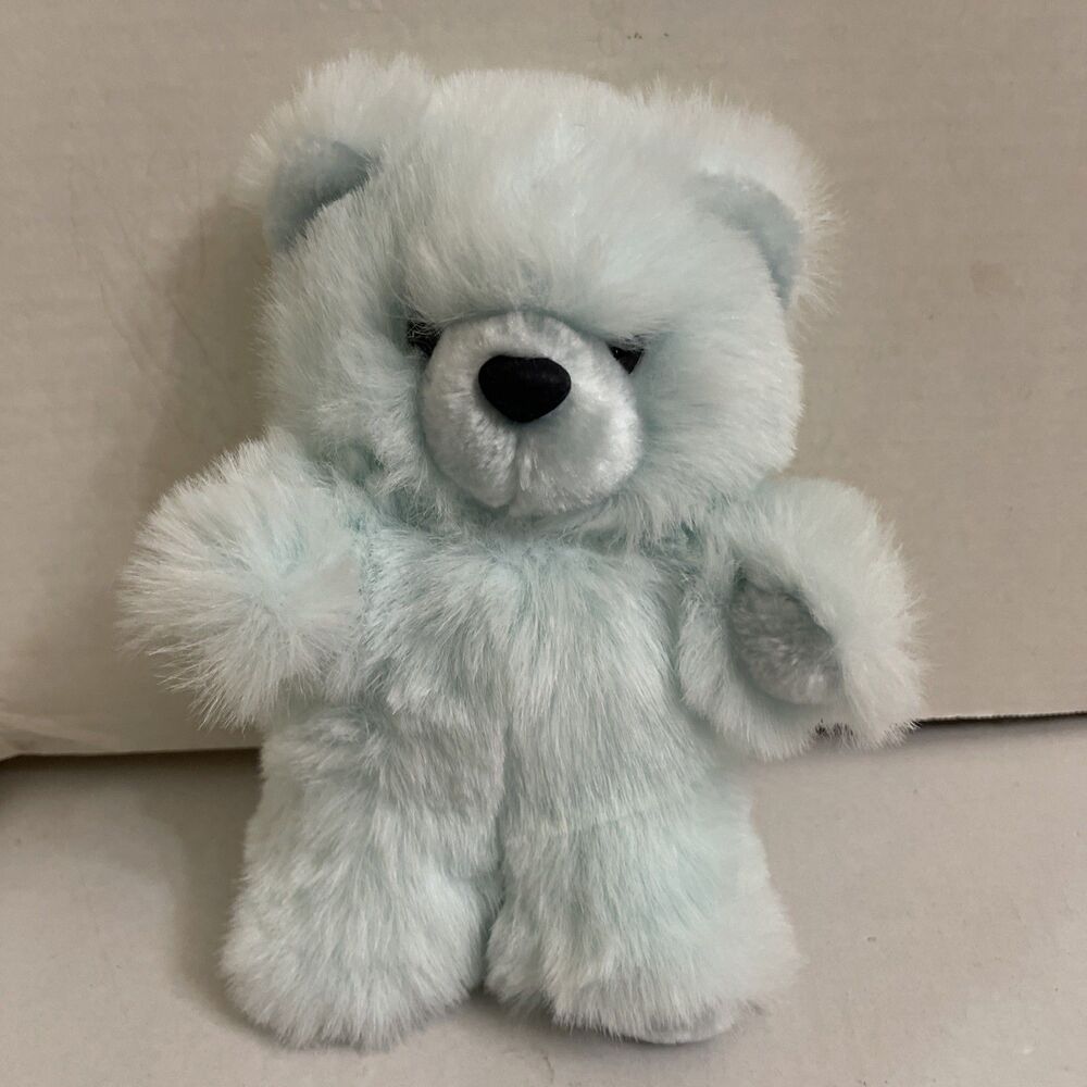 Vtg Royal  Plush Baby Blue Teddy Bear Korea 9” Tall Fuzzy